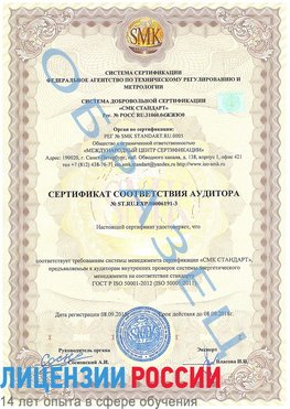 Образец сертификата соответствия аудитора №ST.RU.EXP.00006191-3 Серов Сертификат ISO 50001